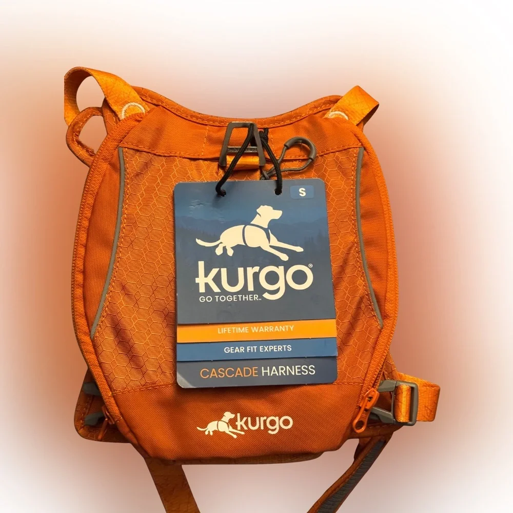 Kurgo Cascade Dog Harness with Storage Pack – Orange – Size Small (S)